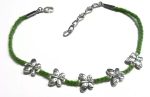 Gurjari Jewellers Thread Anklet with Silver Pipe & Turquoise Beads Supply