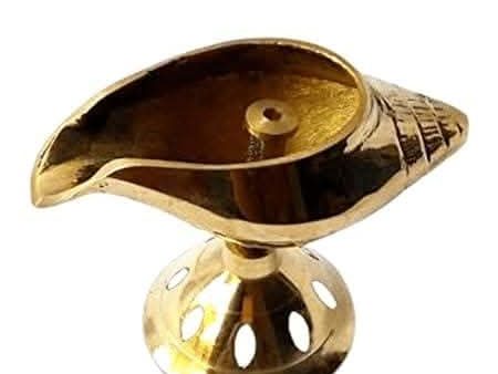 Akhand Jyot Diya Brass Shankh Deepak with Stand Oil Lamp Hot on Sale