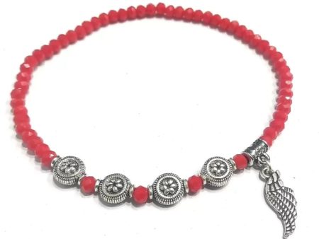 Gurjari Jewellers Red Crystal and Oxidised beads stretchable Anklet for girls and women Acrylic Anklet Online Hot Sale