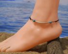 Gurjari Jewellers New Black Thread anklet with Silver pipe and Turquoise beads for girls and women Cotton Dori Anklet Hot on Sale