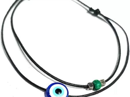 Gurjari Jewellers OXIDISED TARQOISE + EVILEYE BEADS Anklet with Cootan Thread for Women & Girl s   NAZARIA Cotton Dori Anklet Online now