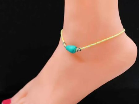 Gurjari Jewellers Tarquise Beades + Yellow Thread anklet Cotton Dori Anklet Hot on Sale