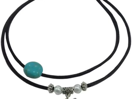 Gurjari Jewellers Turquoise + Moti & Buterfly hanging two layer thread anklet Cotton Dori Anklet For Sale