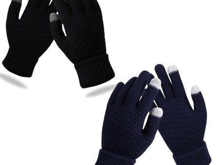 Tomorrow Winter Touchscreen Magic Gloves Warm Knitted Wool, Double-Layered (MultiColours,Pack Of 2) Hot on Sale