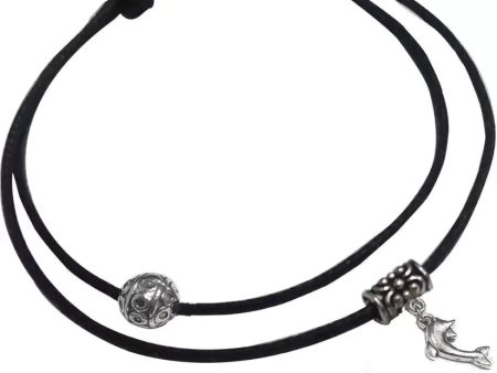 Gurjari Jewellers Two Layer Black Thread Anklet with DOLPHIN Hanging Cotton Dori Anklet Online Hot Sale